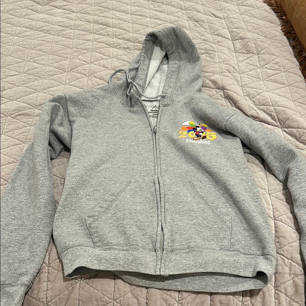 Gray Zip-Up Hoodie with Disney Graphic